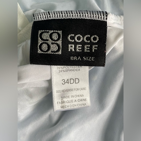 Tankini Bathing Suit Top COCO REEF Blue & White Polka Dots Bra Size 34DD VGC! - Picture 4 of 5